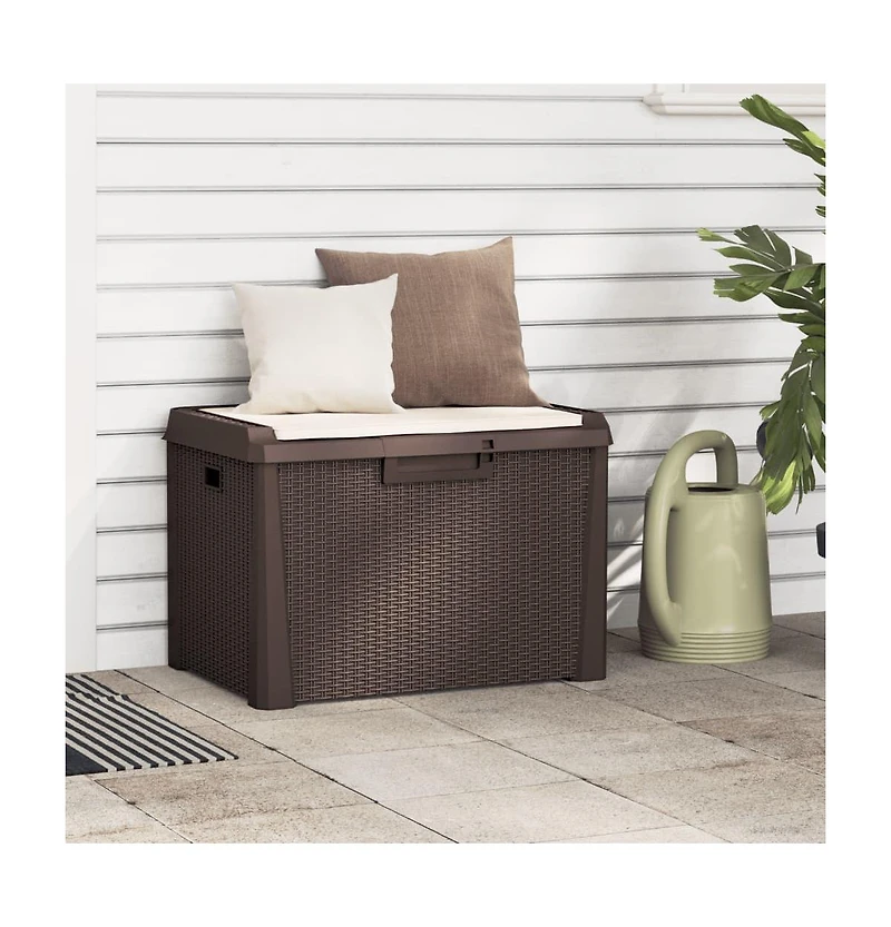 vidaXL Patio Storage Box with Seat Cushion Brown 33 gal Pp