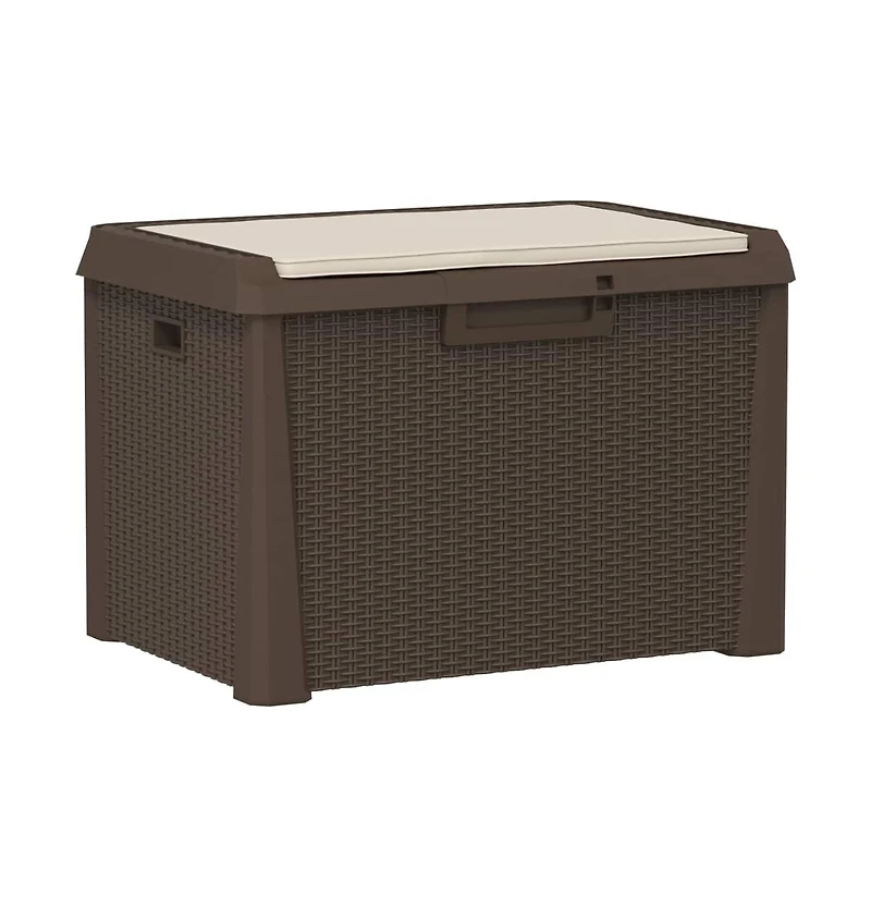 vidaXL Patio Storage Box with Seat Cushion Brown 33 gal Pp