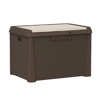 vidaXL Patio Storage Box with Seat Cushion Brown 33 gal Pp