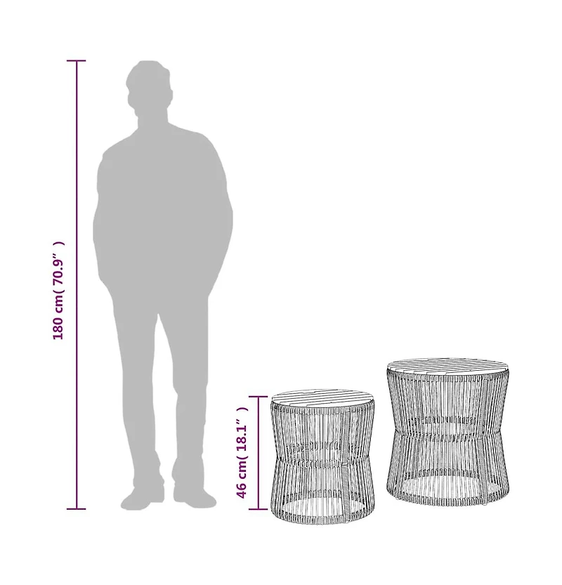 vidaXL Patio Side Tables 2 pcs with Wooden Top Black Poly Rattan