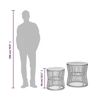 vidaXL Patio Side Tables 2 pcs with Wooden Top Black Poly Rattan