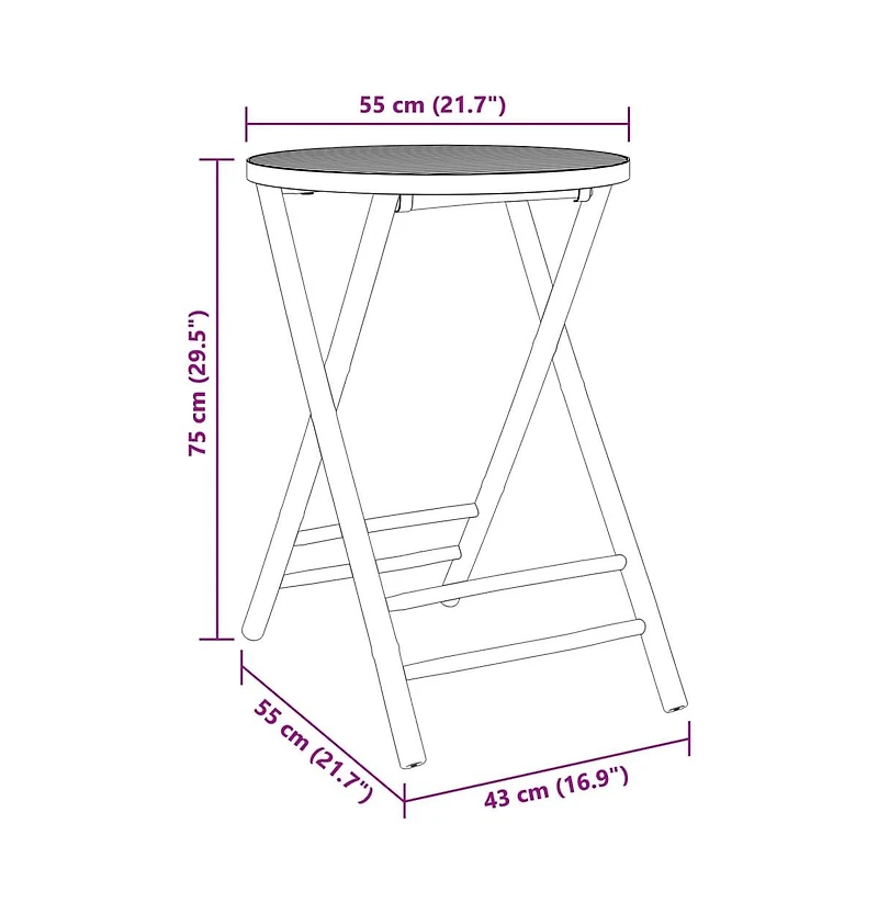 vidaXL Folding Patio Table 21.7"x29.5" Bamboo