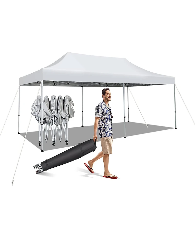 Gymax 10 x 20FT Patio Pop-Up Folding Canopy Tent Upf 50+ Instant Sun Shelter