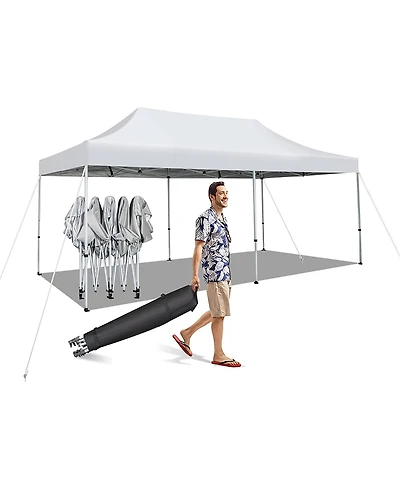 Gymax 10 x 20FT Patio Pop-Up Folding Canopy Tent Upf 50+ Instant Sun Shelter