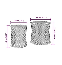 vidaXL Patio Side Tables 2 pcs with Wooden Top Beige Poly Rattan