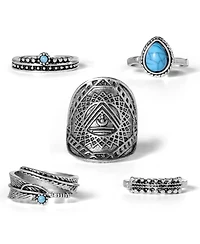 Jessica Simpson 5-Piece Mixed Gold-Tone Dainty Ring Set
