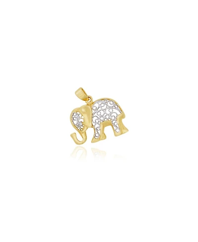 The Lovery Two Tone Gold Lace Elephant Charm 14K Gold