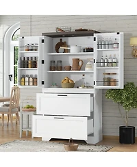 Casainc Modern Farmhouse Wooden Cabinet with Sturdy Frame, Storage Divider & Drawers for Living Room and Office
