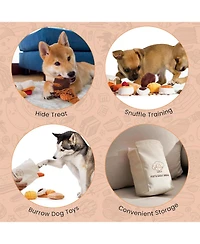Nocciola 10 Pcs Bread Dog Toy Set with a Grocery Bag,Christmas gift, Crinkle Squeaky Plush Puppy Toys