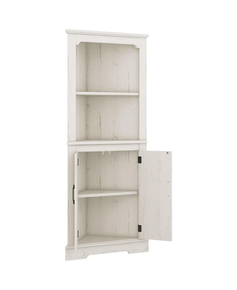 Casainc Tall Corner Cabinet with Doors, Multi-Room Storage for Living Room, Bathroom, Dining Kitchen