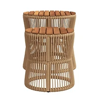vidaXL Patio Side Tables 2 pcs with Wooden Top Beige Poly Rattan
