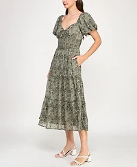 Trixxi Juniors' Chiffon Printed Fit & Flare Midi Dress