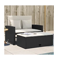 vidaXL Patio Sofa with Cushions 2-Seater Poly Rattan