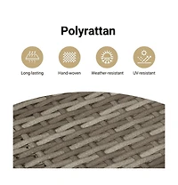 vidaXL Patio Side Tables 2 pcs with Wooden Top Gray Poly Rattan