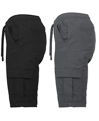 Galaxy By Harvic Men's 2-Pack Super Flex Stretch Cargo Jogger Shorts