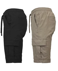 Galaxy By Harvic Men's 2-Pack Super Flex Stretch Cargo Jogger Shorts