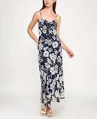 Row A Juniors' Printed V-Neck Sleeveless Maxi Dress