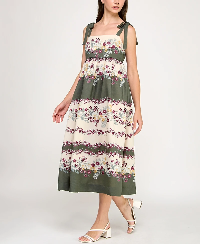 Row A Juniors' Printed Woven Sleeveless Fit & Flare Dress
