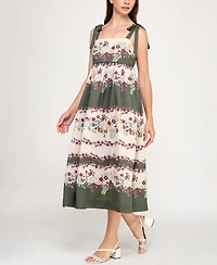 Row A Juniors' Printed Woven Sleeveless Fit & Flare Dress