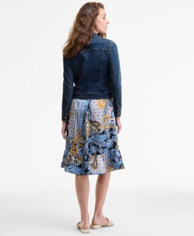 Jones New York Trucker Jacket Tie Waist Shirtdress