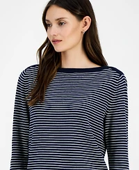 Nautica Jeans Women's Cotton Striped Boat-Neck Sweater
