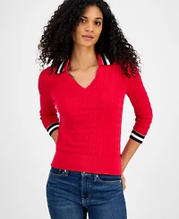 Tommy Hilfiger Women's Spread-Collar Cotton Sweater