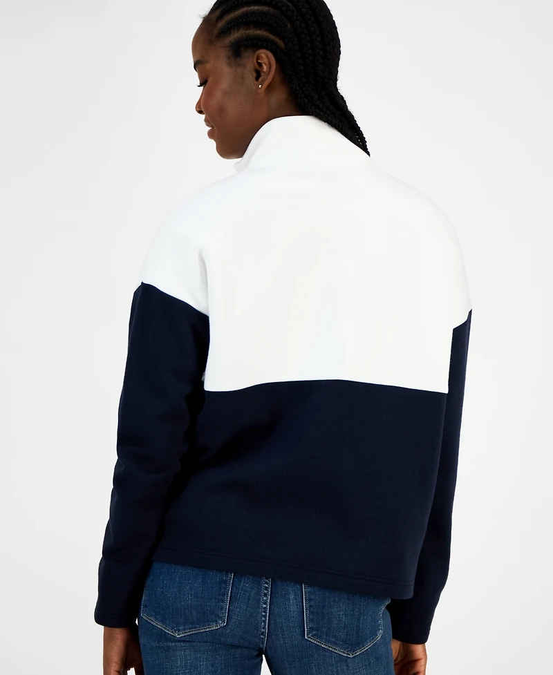 Tommy Hilfiger Women's Colorblock Quarter Zip Sweatshirt