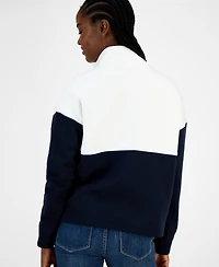 Tommy Hilfiger Women's Colorblock Quarter Zip Sweatshirt