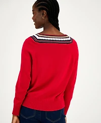 Tommy Hilfiger Women's Textured V Neck Sweater