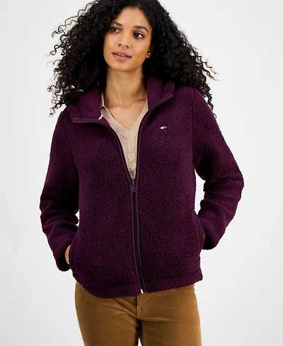 Tommy Hilfiger Women's Zip-Front Long-Sleeve Sherpa Jacket
