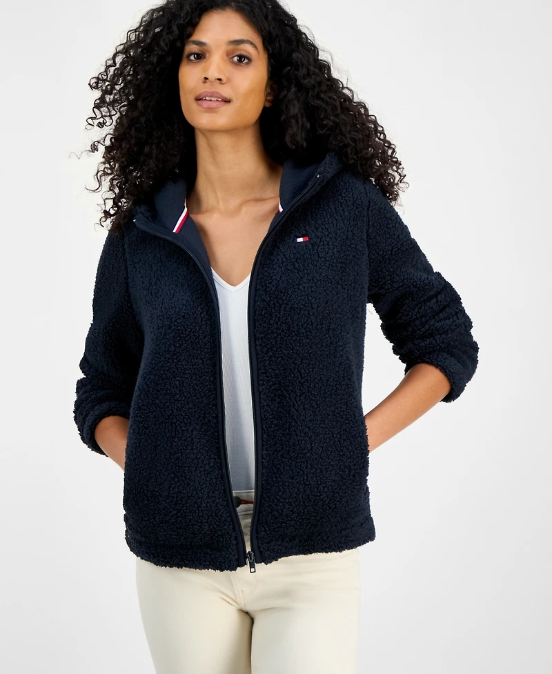 Tommy Hilfiger Women's Zip-Front Long-Sleeve Sherpa Jacket