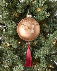 Holiday Lane Berry Tones Tasseled Gold Disk Ornament, Macy's Exclusive