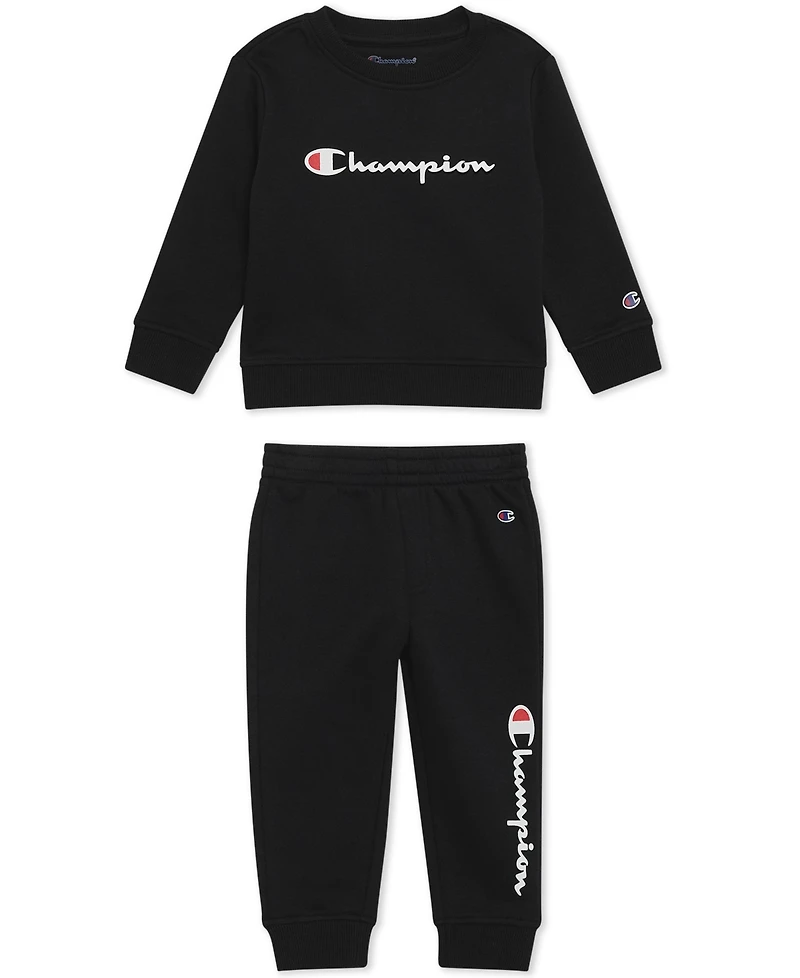 Champion Baby Boys 2-Piece Long Sleeve Crew Sweatshirt and Joggers Set