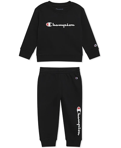 Champion Baby Boys 2-Piece Long Sleeve Crew Sweatshirt and Joggers Set