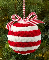 Holiday Lane Christmas Cheer Soft Red Stripe Ball Ornament, Macy's Exclusive