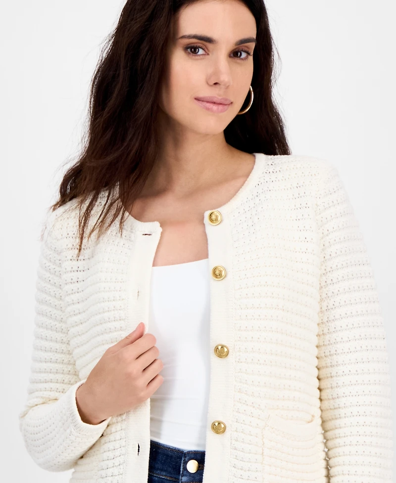 I.n.c. International Concepts Petite Yarn-Blend Button-Down Cardigan Sweater, Created for Macy's