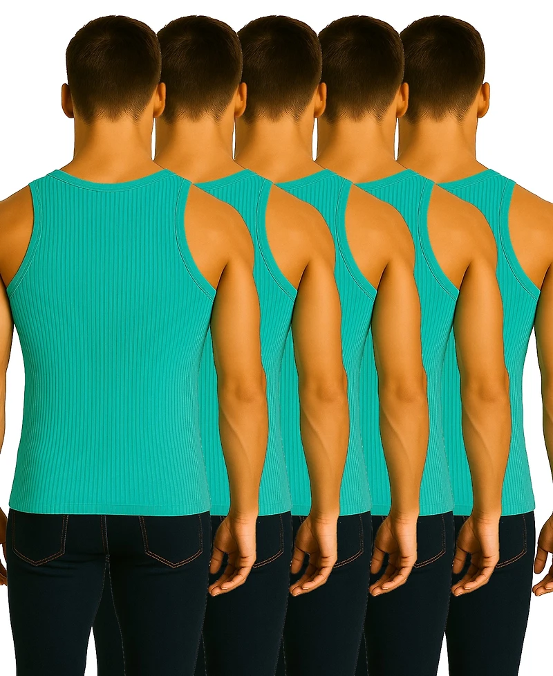 Galaxy By Harvic Men's 5-Pack Heavyweight Ribbed Tank Top