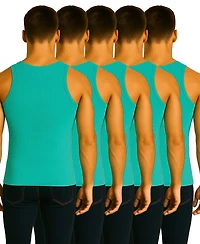 Galaxy By Harvic Men's 5-Pack Heavyweight Ribbed Tank Top