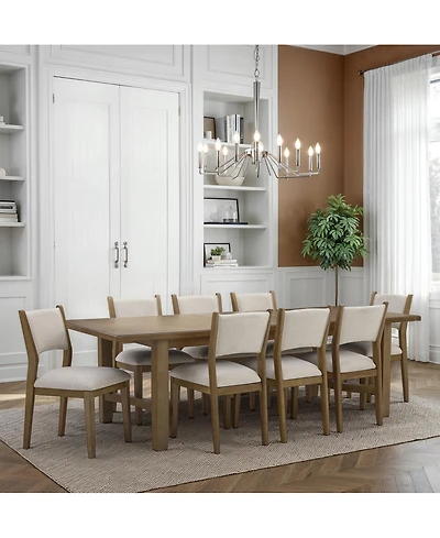 Nordic 9-Pc Dining Set (Table + 8 Upholstered Side Chairs)