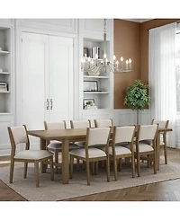 Nordic 9-Pc Dining Set (Table + 8 Upholstered Side Chairs)
