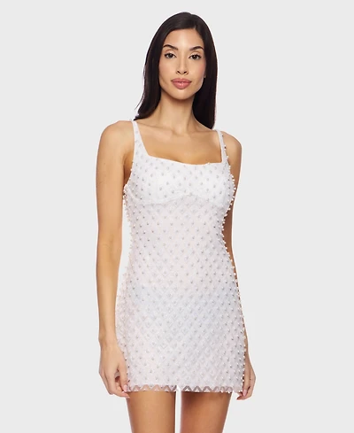 Alex & Sophia Juniors' Faux Pearl Mesh Bodycon Dress