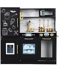 Best Choice Products Pretend Play Kitchen Wooden Toy Set for Kids w/ Telephone, Utensils, Oven, Microwave