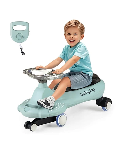 Wiggle Car with Hauling Rope Ride on Toy with Under-Seat Storage & Swing Car