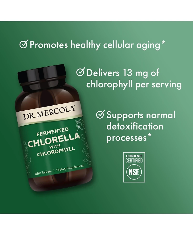Dr. Mercola Fermented Chlorella with Chlorophyll, 90 Servings, Supports Immune and Organ Health