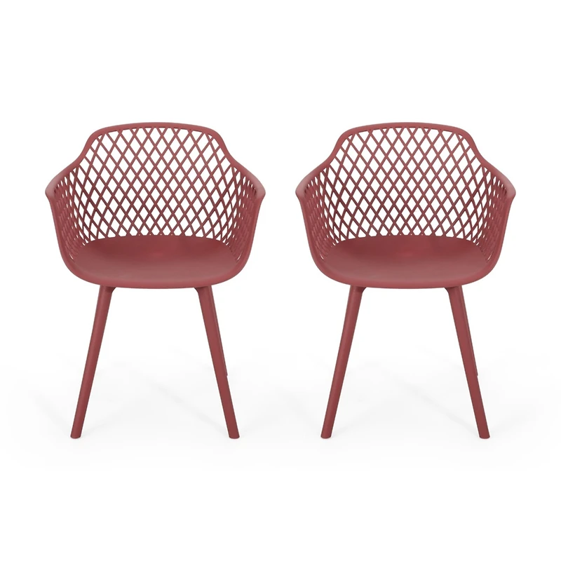 Set Of 2 Outdoor Dining Chair In Red