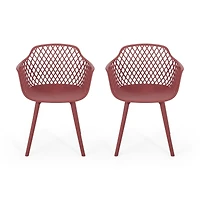 Set Of 2 Outdoor Dining Chair In Red