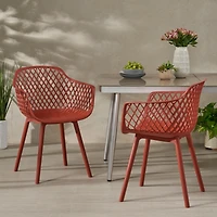 Set Of 2 Outdoor Dining Chair In Red