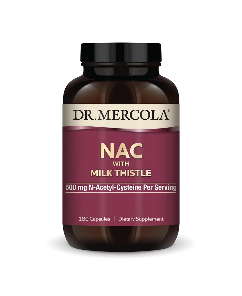 Dr. Mercola Nac with Milk Thistle, 90 Serving, 500 mg N-Acetyl-Cysteine Per Serving, Supports Normal Detoxification Processes