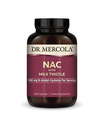 Dr. Mercola Nac with Milk Thistle, 90 Serving, 500 mg N-Acetyl-Cysteine Per Serving, Supports Normal Detoxification Processes