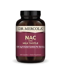 Dr. Mercola Nac with Milk Thistle, 90 Serving, 500 mg N-Acetyl-Cysteine Per Serving, Supports Normal Detoxification Processes